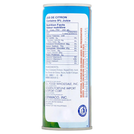 GINA Calamansi Juice Ingredients