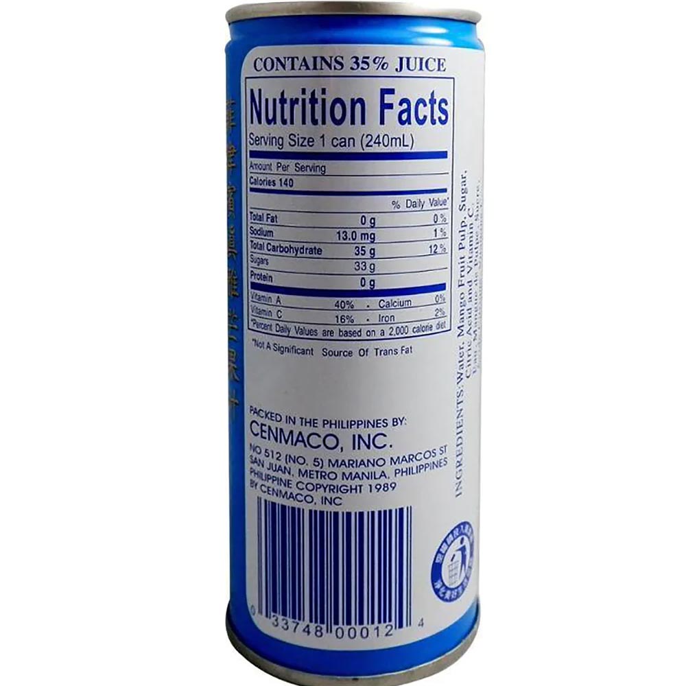 GINA Mango Nectar Juice Ingredients GINA Mango Nectar Juice Ingredients