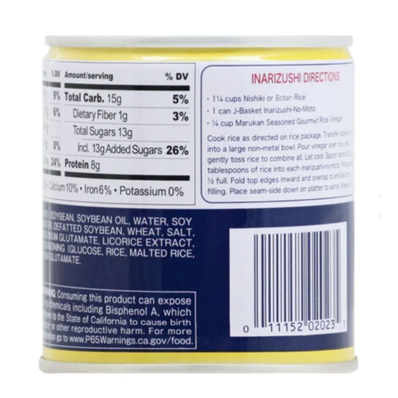 j-basket inarizushi-no-moto seasoned fried bean curd nutrition facts