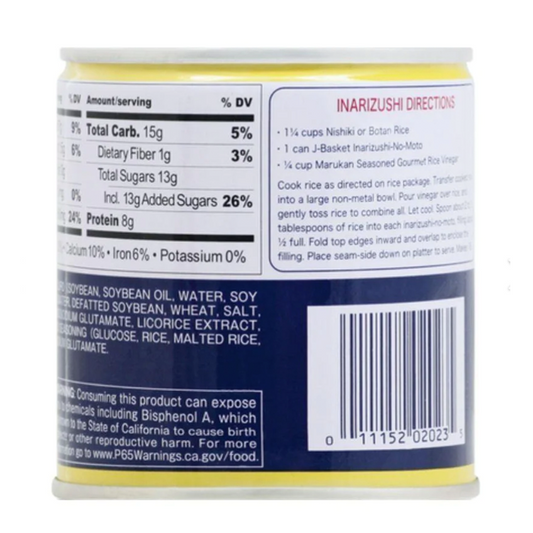 j-basket inarizushi-no-moto seasoned fried bean curd nutrition facts