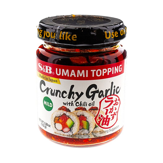 s&b crunchy garlic with chili oil umami topping