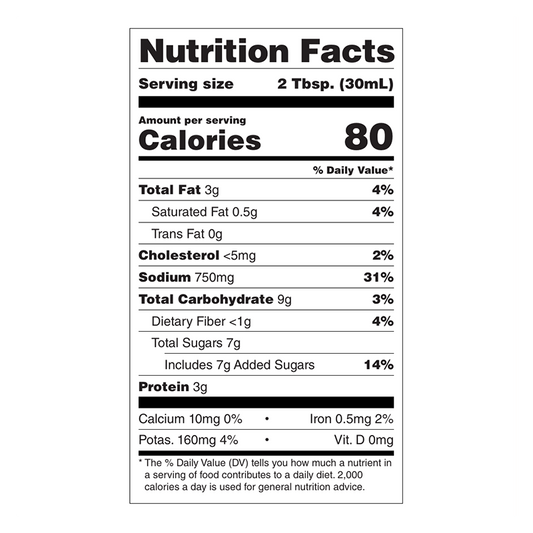 Thai Peanut Mildly Spicy Marinade & Dipping Sauce nutrition