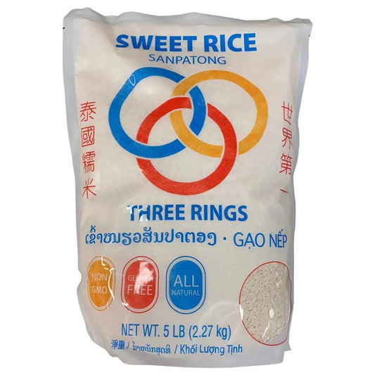 Three Rings Thai Sticky Rice (Sweet Rice) 5 LB