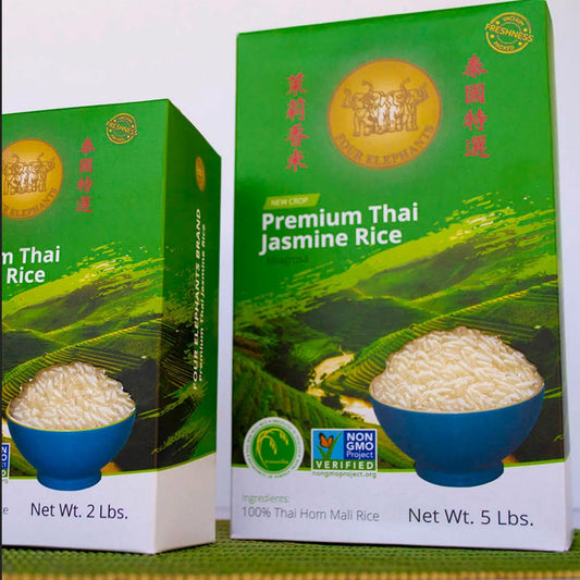 Four Elephants Premium Thai Jasmine Rice Certified Non-GMO 5 lbs
