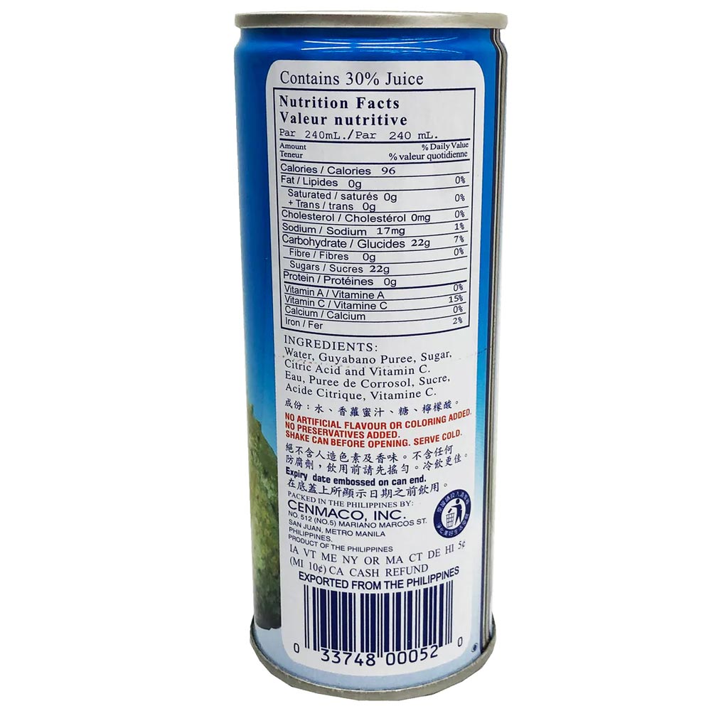 GINA Guyabano Nectar Juice Ingredients