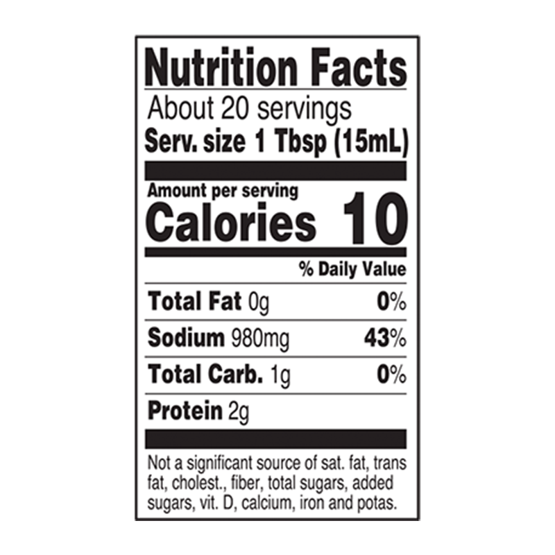 kikkoman gluten-free tamari soy sauce nutrition