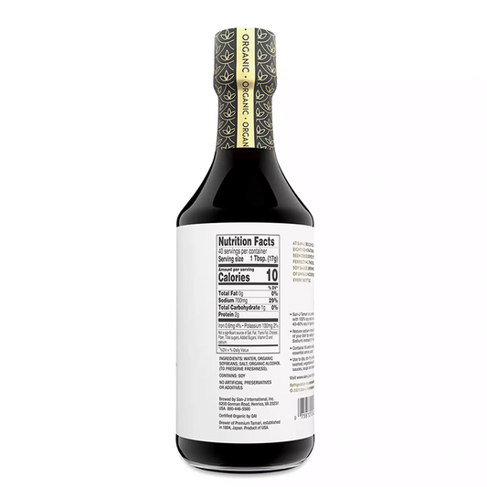 San-J Organic Tamari Brewed Soy Sauce 25% Less Sodium Nutrition